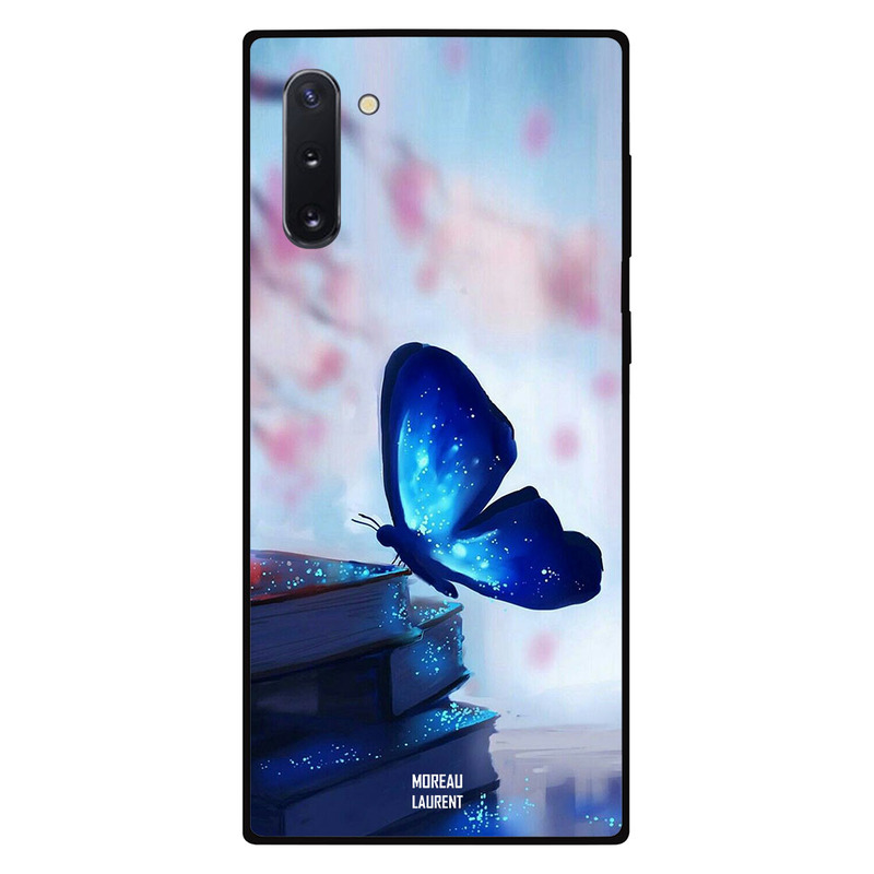 

Moreau Laurent Samsung Note 10 Mobile Phone Back Cover, Dark Blue Butterfly on Books