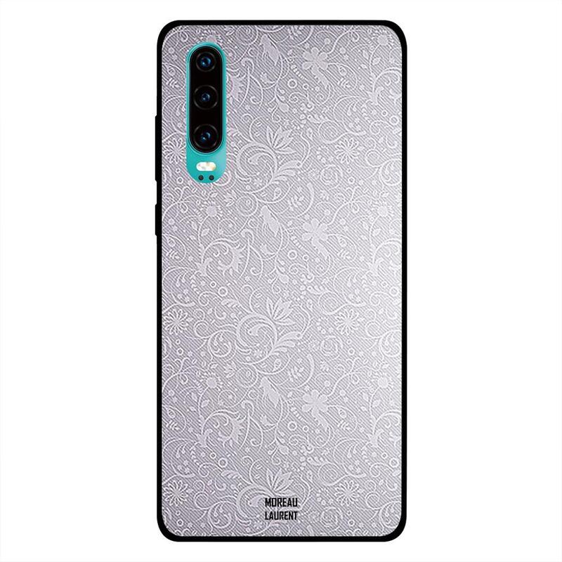 

Moreau Laurent Huawei P30 Mobile Phone Back Cover, Grey White Floral Pattern