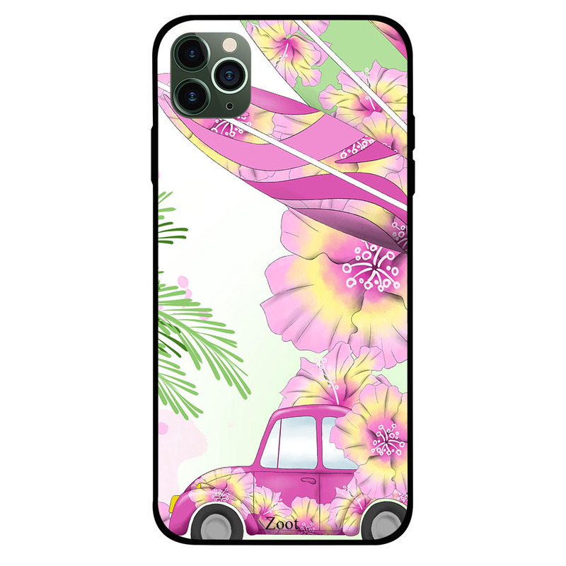 

Zoot Apple iPhone 11 Pro Mobile Phone Back Cover, Pink Car N Leaves