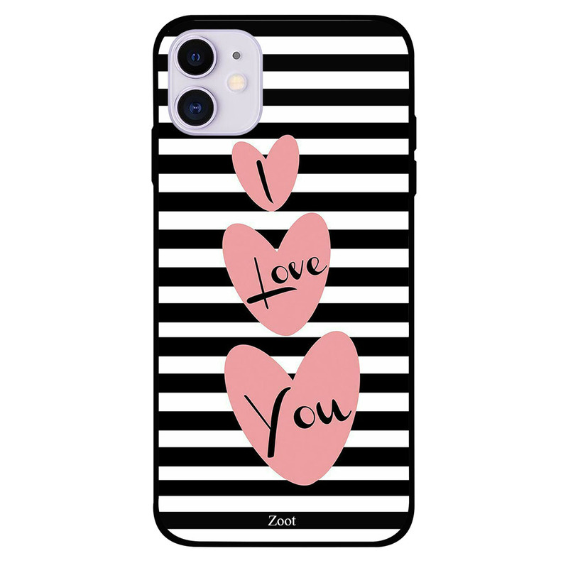 

Zoot Apple iPhone 11 Mobile Phone Back Cover, I Love You Black And White Background
