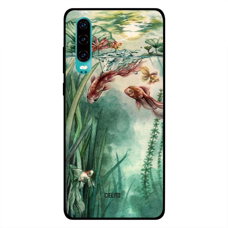 

Cielito Huawei P30 Mobile Phone Back Cover, Gold Fish Art