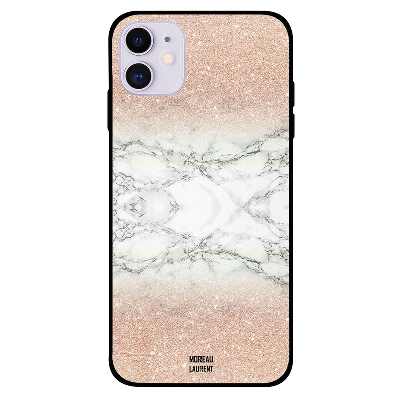 

Moreau Laurent Apple iPhone 11 Mobile Phone Back Cover, White Marble with Golden Glitter Pattern