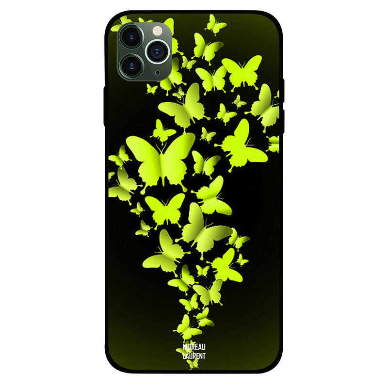 

Moreau Laurent Apple iPhone 11 Pro Mobile Phone Back Cover, Green Flying Butterflies