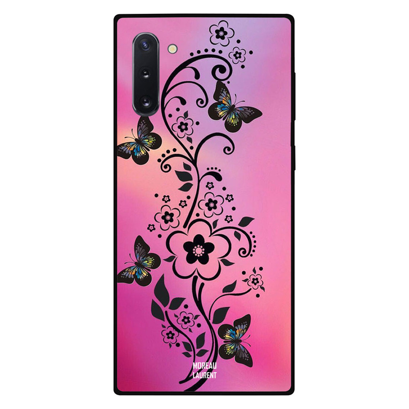 

Moreau Laurent Samsung Note 10 Mobile Phone Back Cover, Black Floral Butterfly