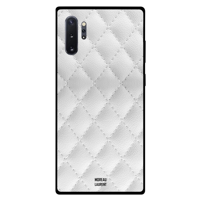 

Moreau Laurent Samsung Note Plus Mobile Phone Back Cover, White Leather Stitched Pattern