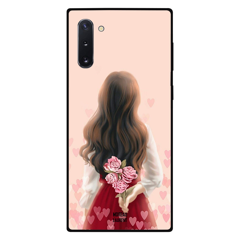

Moreau Laurent Samsung Note 10 Mobile Phone Back Cover, Girl Hiding Flowers