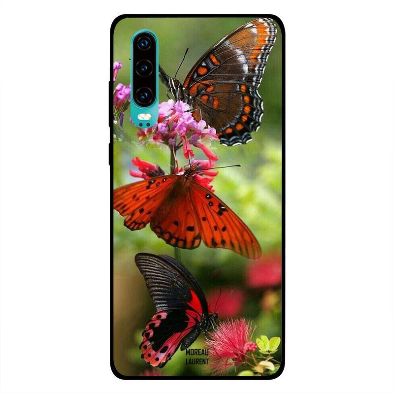 

Moreau Laurent Huawei P30 Mobile Phone Back Cover, Three Beautiful Butterflies In A Row