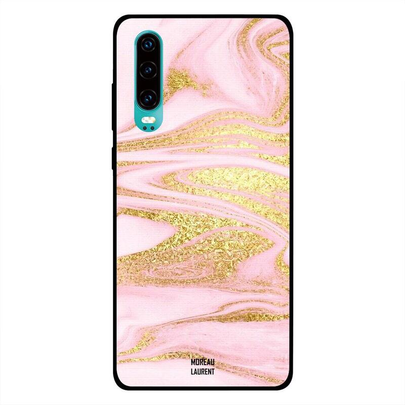 

Moreau Laurent Huawei P30 Mobile Phone Back Cover, Golden Glitters Marble Shape Pattern