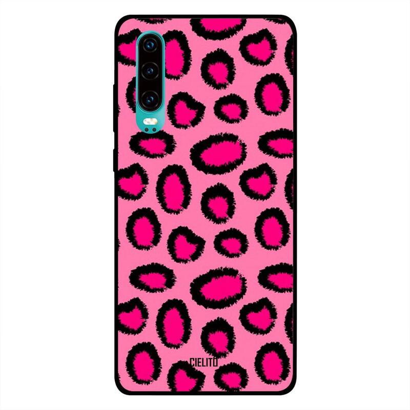 

Cielito Huawei P30 Mobile Phone Back Cover, Pink And Black Cheetah Print