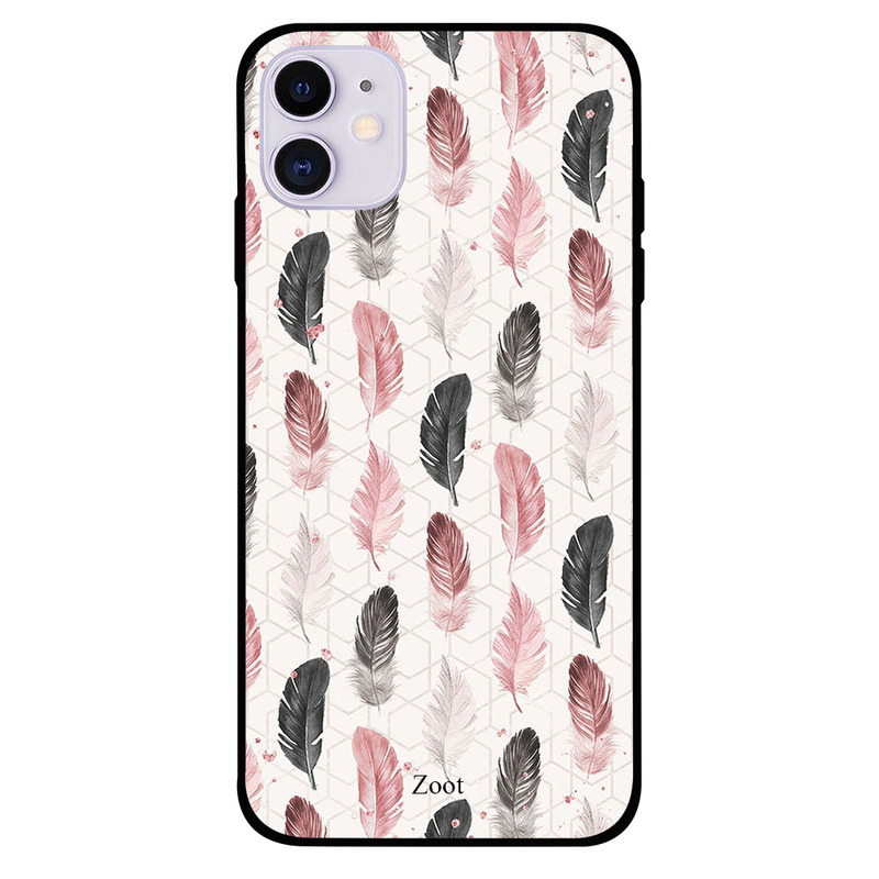 

Zoot Apple iPhone 11 Mobile Phone Back Cover, Black Peach Feathers