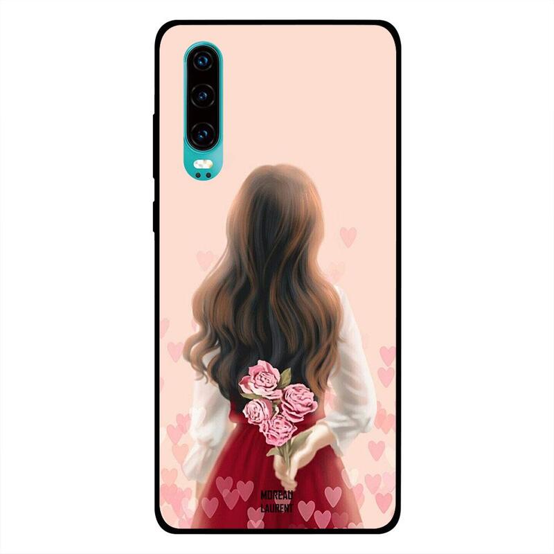 

Moreau Laurent Huawei P30 Mobile Phone Back Cover, Girl Hiding Flowers