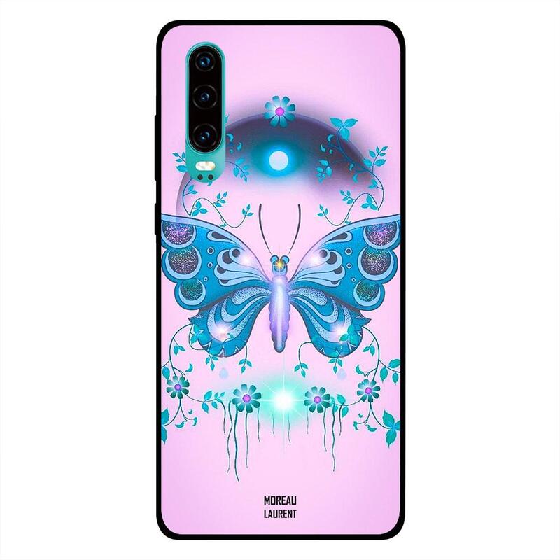 

Moreau Laurent Huawei P30 Mobile Phone Back Cover, Green Blue Floral and Butterfly