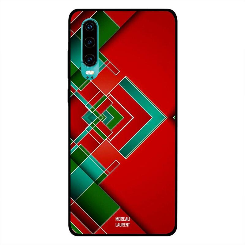 

Moreau Laurent Huawei P30 Mobile Phone Back Cover, Red Green & White Lines Pattern