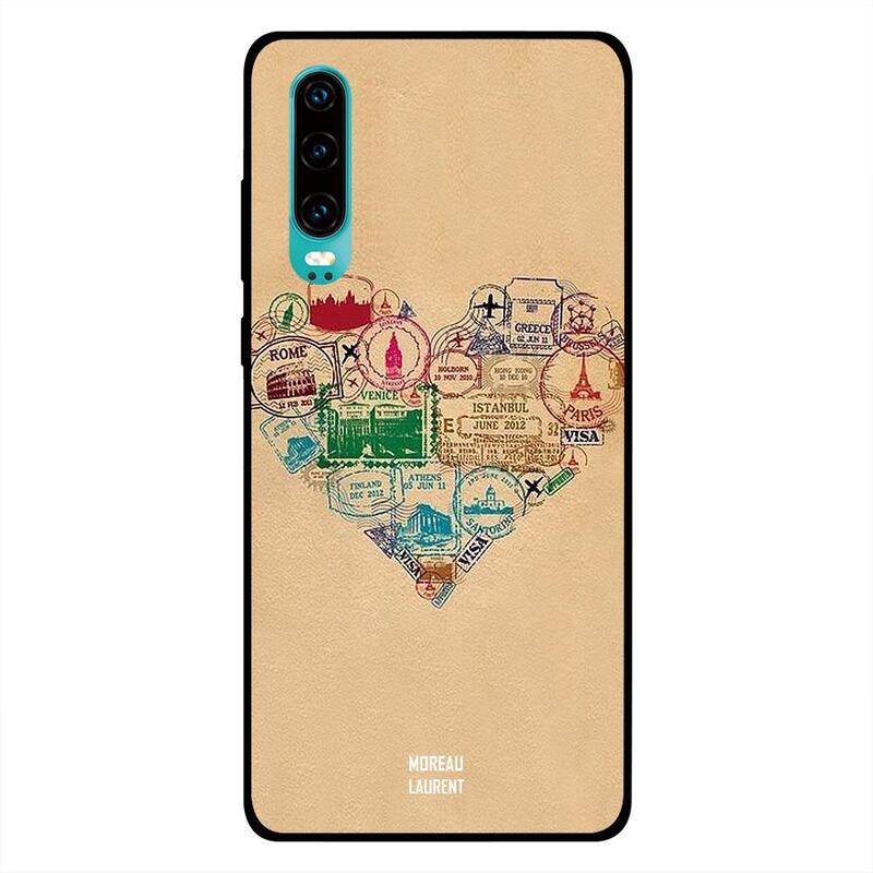 

Moreau Laurent Huawei P30 Mobile Phone Back Cover, Heart of Stamps