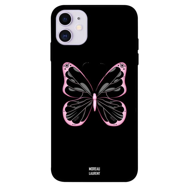 

Moreau Laurent Apple iPhone 11 Mobile Phone Back Cover, Pink Black Butterfly