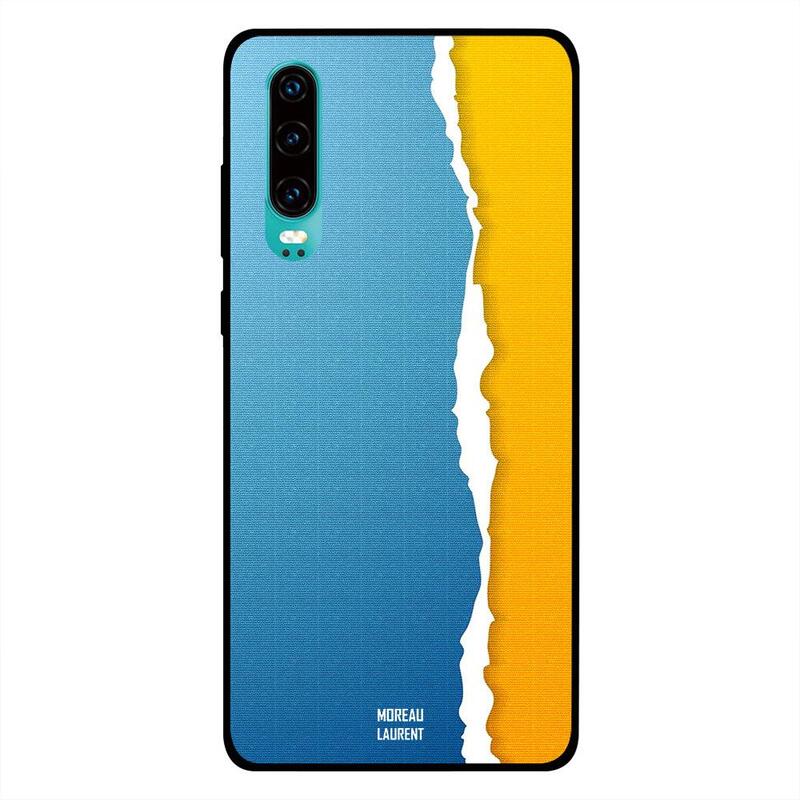 

Moreau Laurent Huawei P30 Mobile Phone Back Cover, Blue & Yellow Pattern