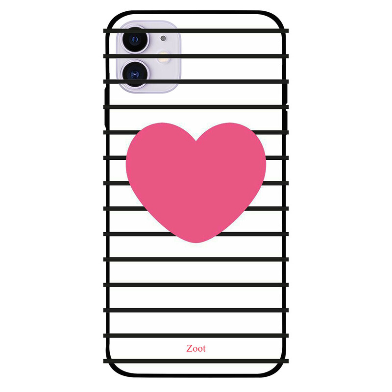 

Zoot Apple iPhone 11 Mobile Phone Back Cover, Pink Heart Stripes