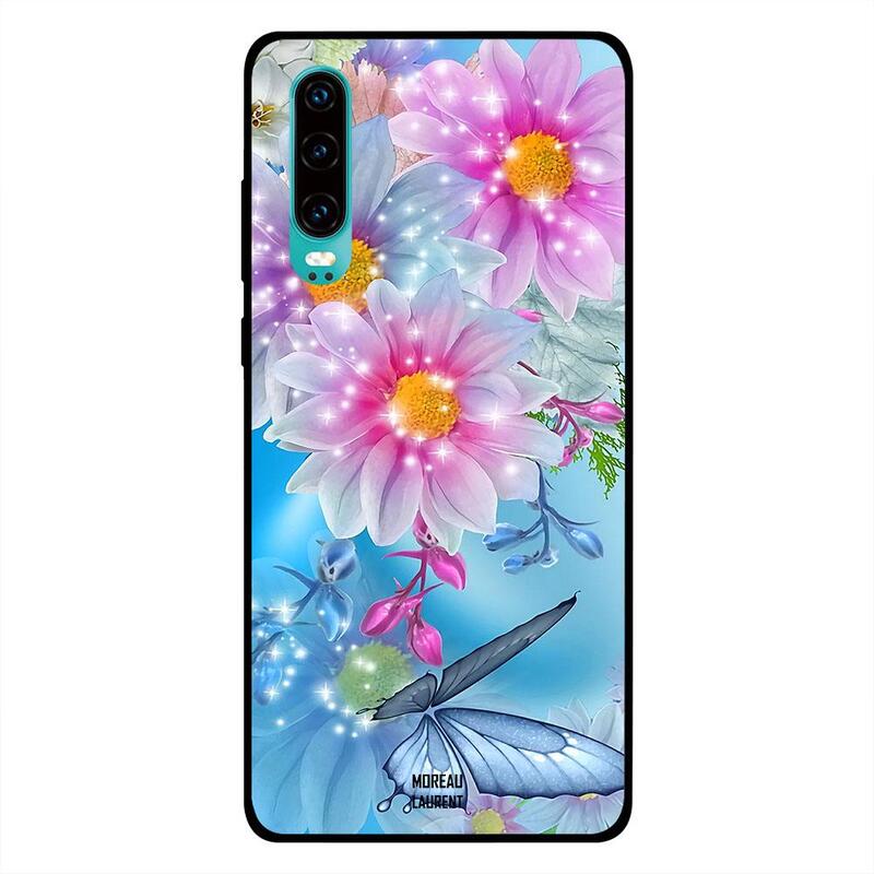 

Moreau Laurent Huawei P30 Mobile Phone Back Cover, Beautiful Flowers And Butterfly