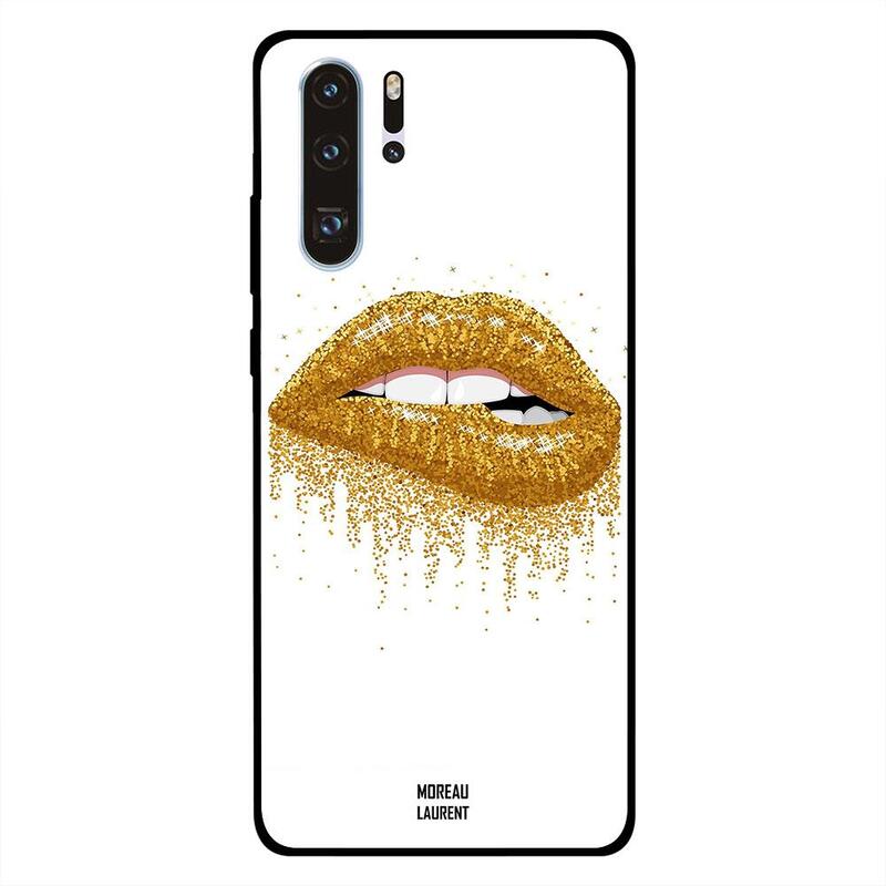 

Moreau Laurent Huawei P30 Pro Mobile Phone Back Cover, Golden Glitter Lips