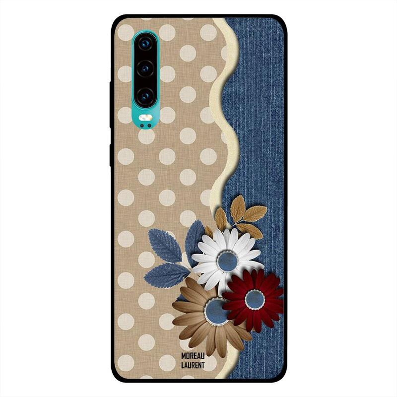 

Moreau Laurent Huawei P30 Mobile Phone Back Cover, Brown and White Flower
