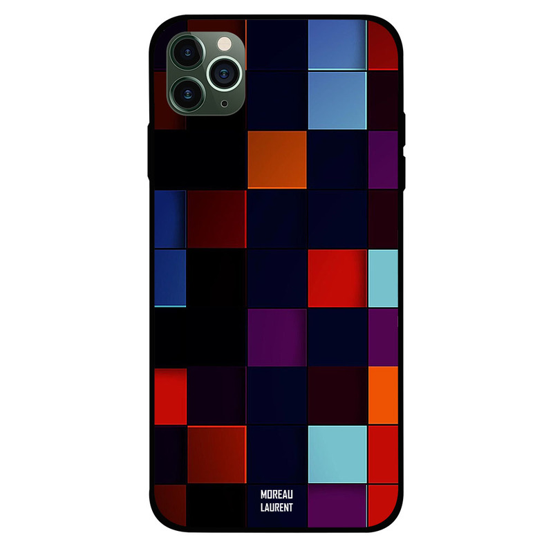 

Moreau Laurent Apple iPhone 11 Pro Max Mobile Phone Back Cover, Dark Square Shaps Pattern