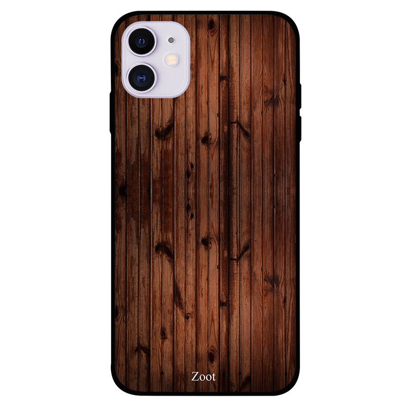 

Zoot Apple iPhone 11 Mobile Phone Back Cover, Wooden Dark Brown Two Straight Lines