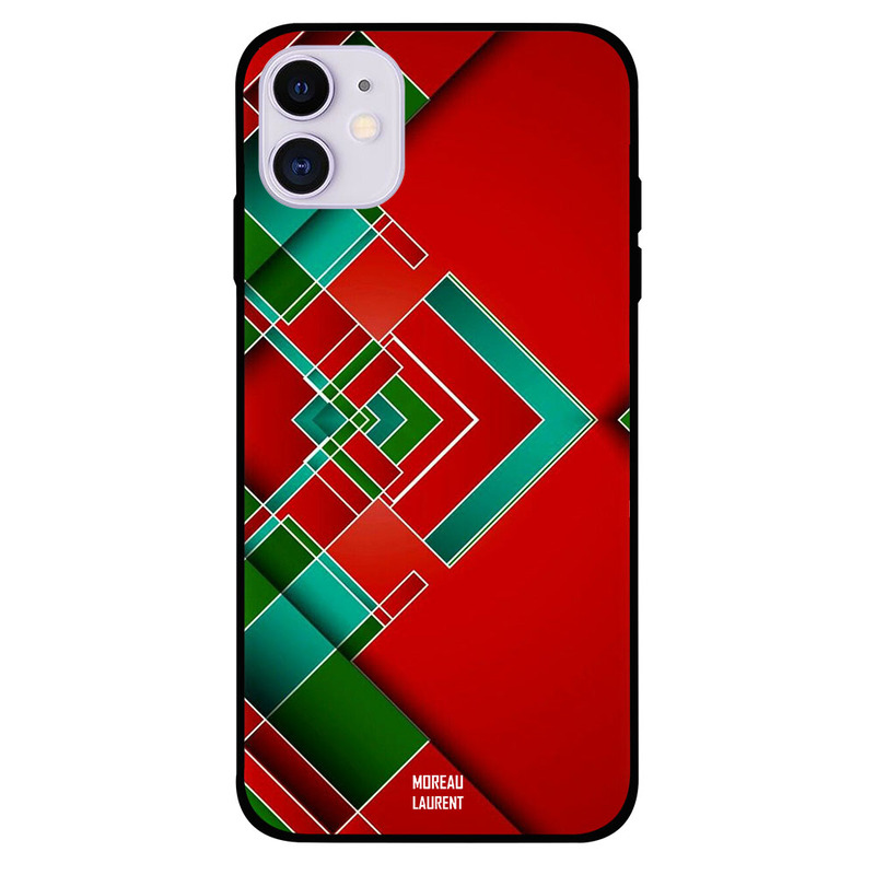 

Moreau Laurent Apple iPhone 11 Mobile Phone Back Cover, Red Green & White Lines Pattern