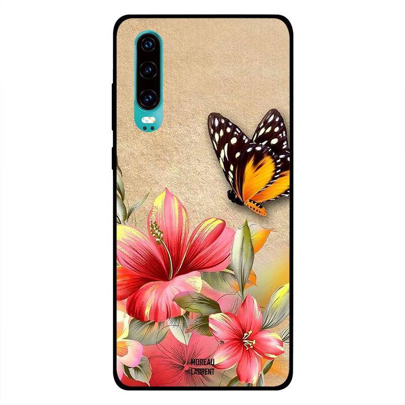 

Moreau Laurent Huawei P30 Mobile Phone Back Cover, Brown Butterfly on Flower