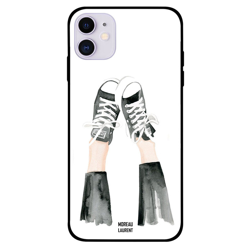 

Moreau Laurent Apple iPhone 11 Mobile Phone Back Cover, Black and White Shoes
