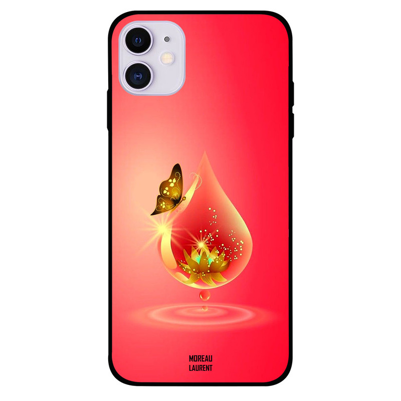 

Moreau Laurent Apple iPhone 11 Mobile Phone Back Cover, Golden Butterfly Red Waterdrop