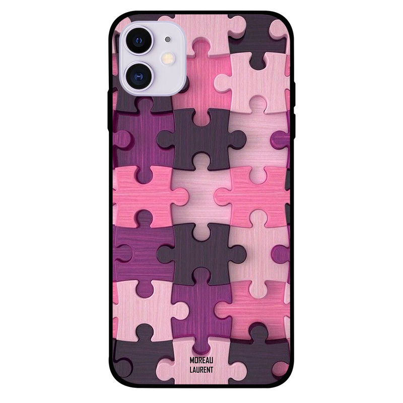 

Moreau Laurent Apple iPhone 11 Mobile Phone Back Cover, Pink Color Wooden Puzzle Toys Pattern