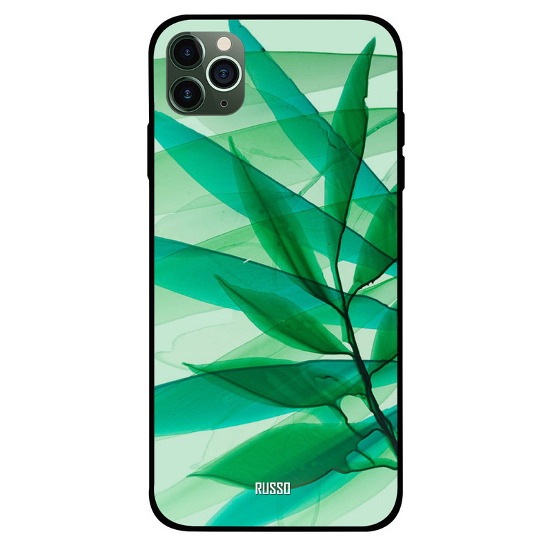 

Russo Apple iPhone 11 Pro Max Mobile Phone Back Cover, Greenish Blue Leaf Pattern