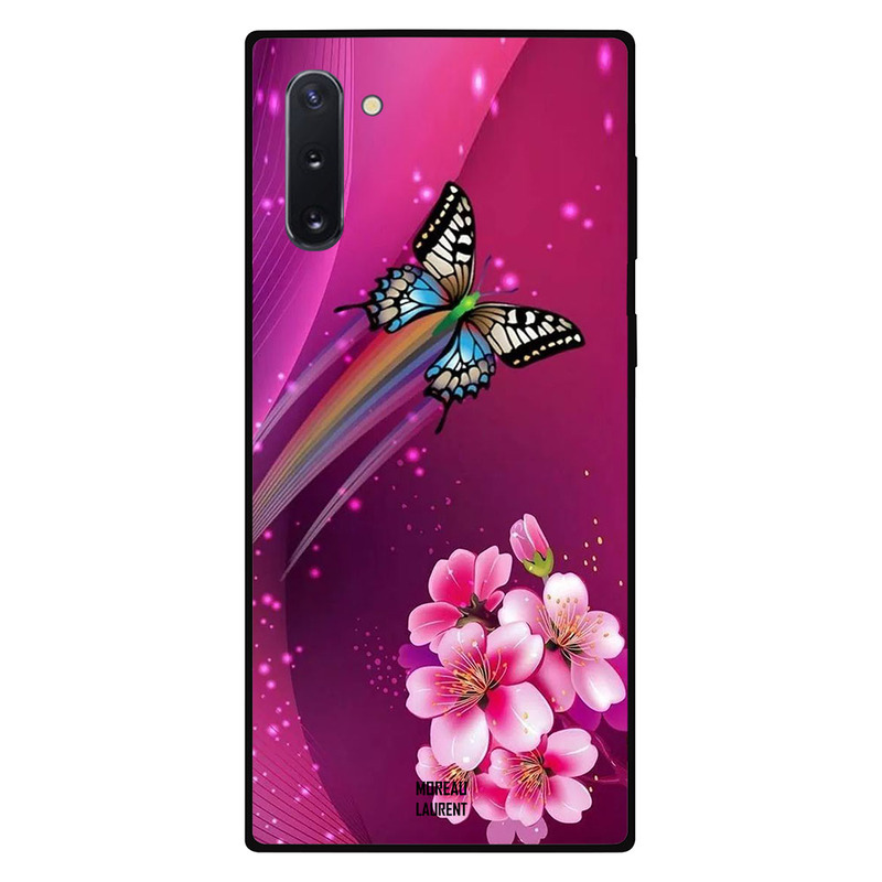 

Moreau Laurent Samsung Note 10 Mobile Phone Back Cover, Pink Floral Multicolor Butterfly