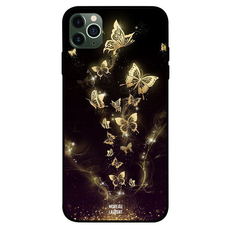 

Moreau Laurent Apple iPhone 11 Pro Max Mobile Phone Back Cover, Golden Butterflies