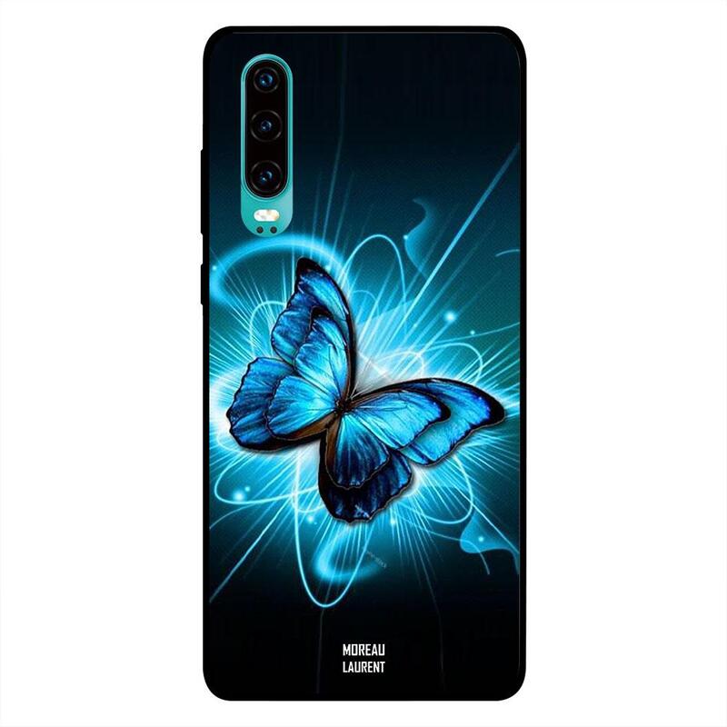 

Moreau Laurent Huawei P30 Mobile Phone Back Cover, Dark Blue Green Butterfly