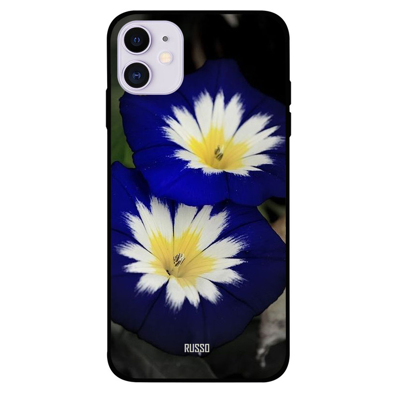 

Russo Apple iPhone 11 Mobile Phone Back Cover, Blue White Yellow Flower