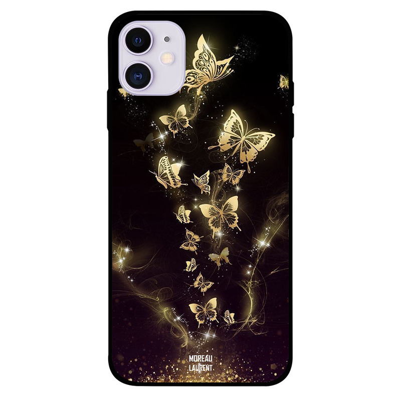 

Moreau Laurent Apple iPhone 11 Mobile Phone Back Cover, Golden Butterflies