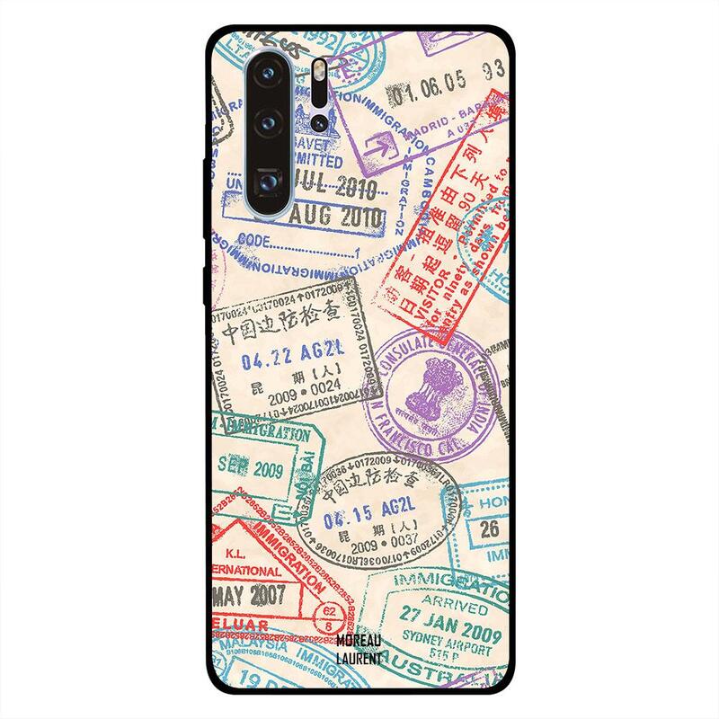 

Moreau Laurent Huawei P30 Pro Mobile Phone Back Cover, Travel Stamps