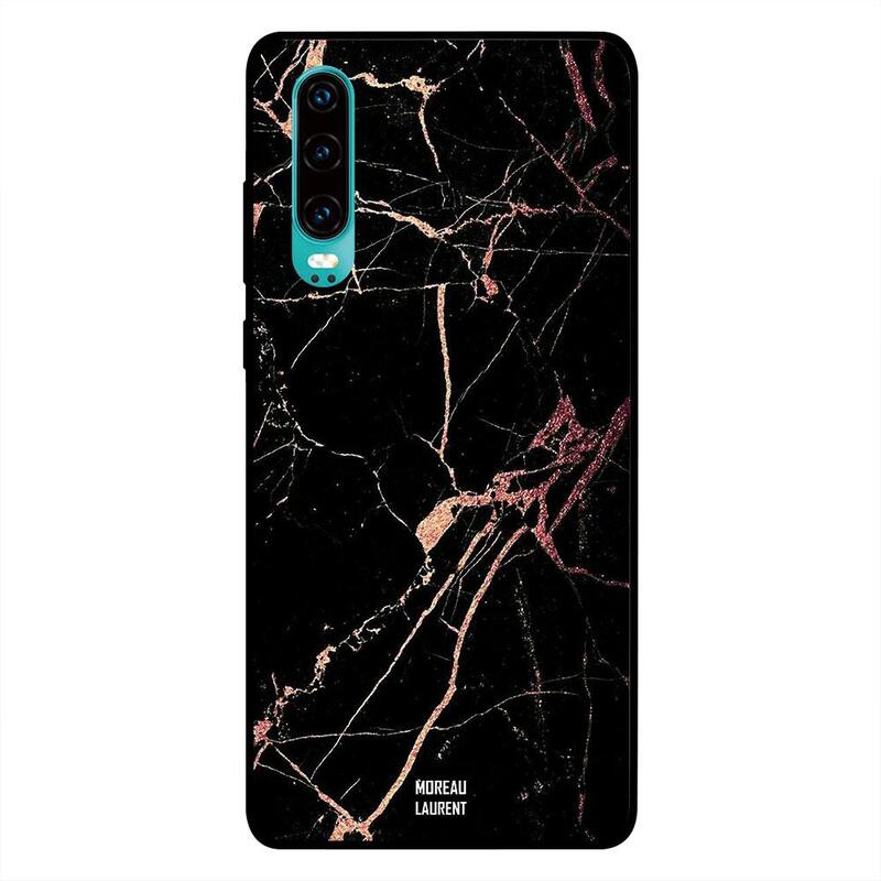 

Moreau Laurent Huawei P30 Mobile Phone Back Cover, Cracked Black Marble Pattern