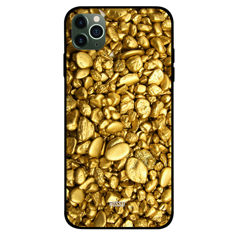 

Russo Apple iPhone 11 Pro Mobile Phone Back Cover, Gold Painted Stones