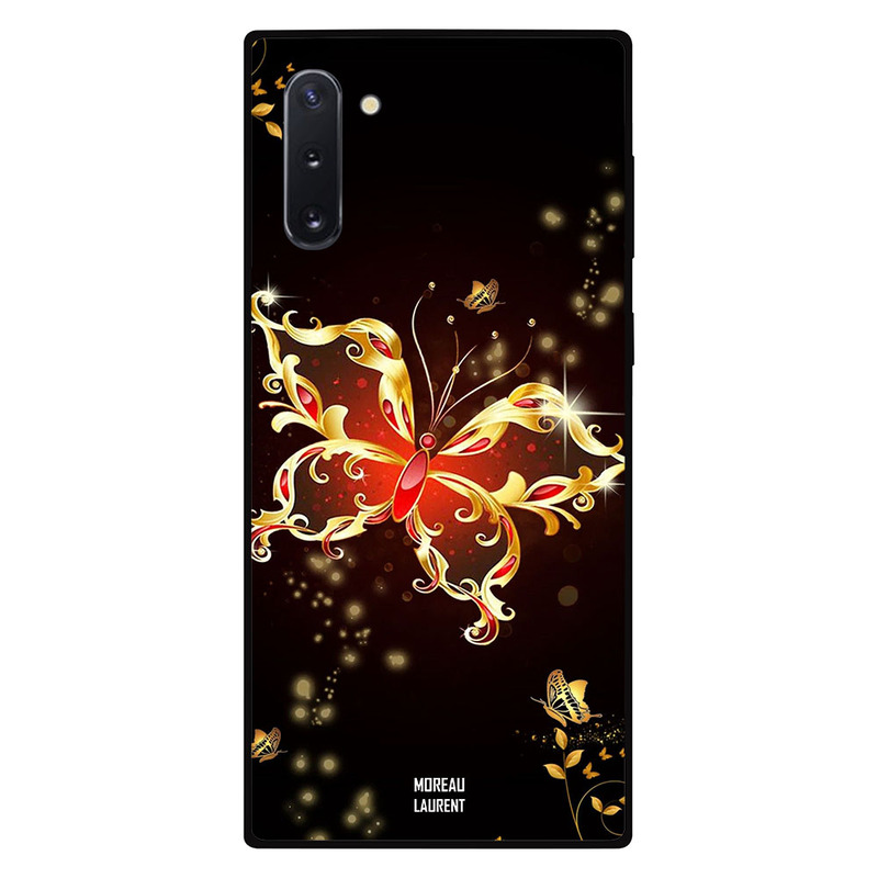 

Moreau Laurent Samsung Note 10 Mobile Phone Back Cover, Golden And Red Butterfly