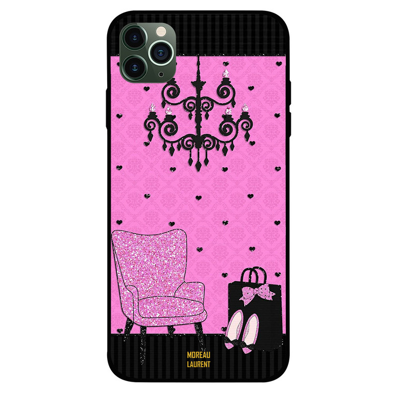 

Moreau Laurent Apple iPhone 11 Pro Max Mobile Phone Back Cover, Black and Pink Combination