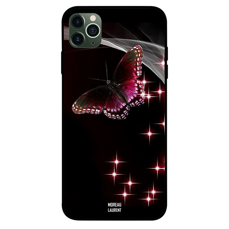 

Moreau Laurent Apple iPhone 11 Pro Max Mobile Phone Back Cover, Red Black Butterfly And Lights