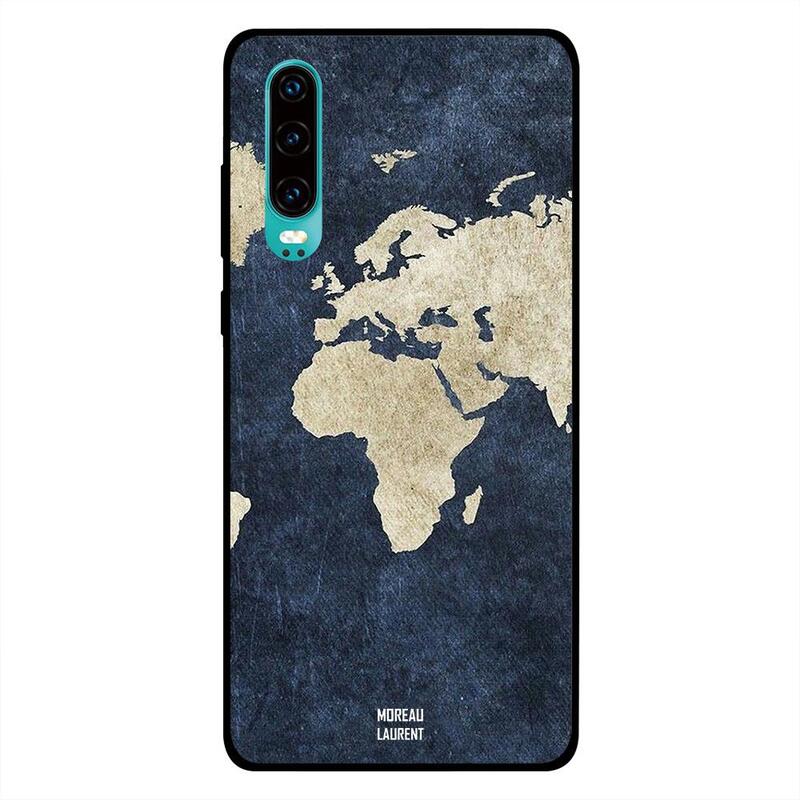 

Moreau Laurent Huawei P30 Mobile Phone Back Cover, Map on Jeans Pattern