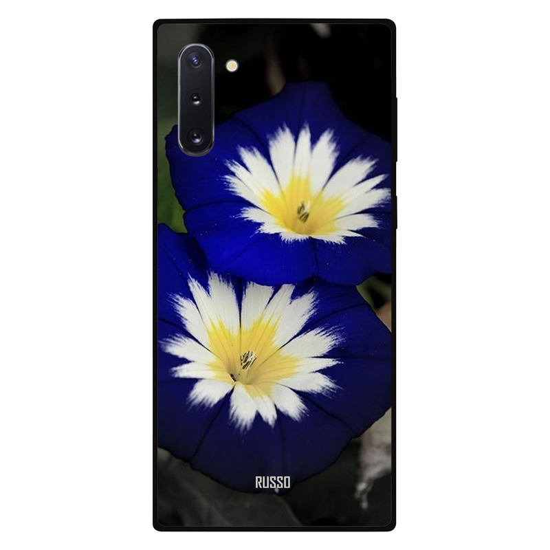 

Russo Samsung Note 10 Mobile Phone Back Cover, Blue White Yellow Flower