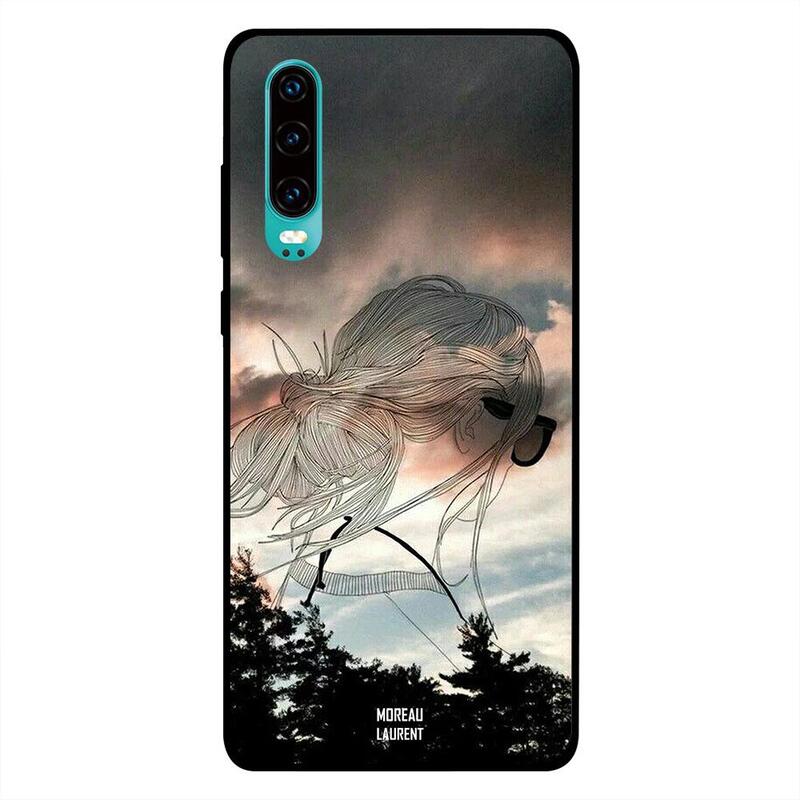 

Moreau Laurent Huawei P30 Mobile Phone Back Cover, Doodle Girl From Right Back