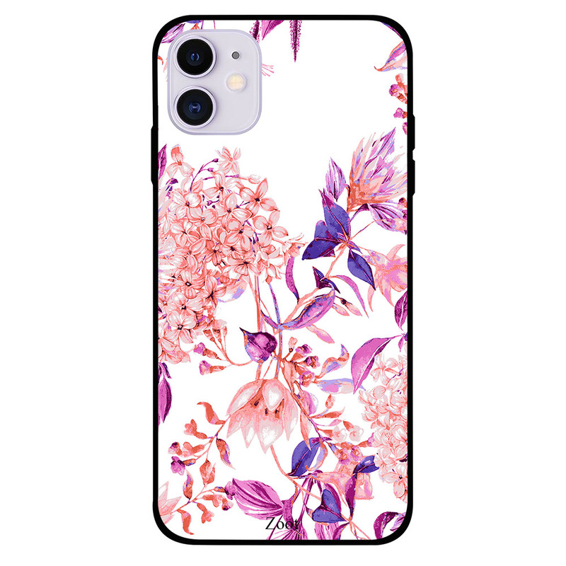 

Zoot Apple iPhone 11 Mobile Phone Back Cover, Pink Purple Flower Pattern