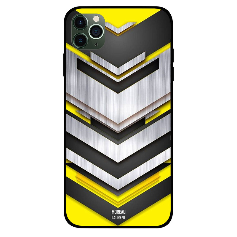 

Moreau Laurent Apple iPhone 11 Pro Mobile Phone Back Cover, Yellow Background Moving Steel Pattern