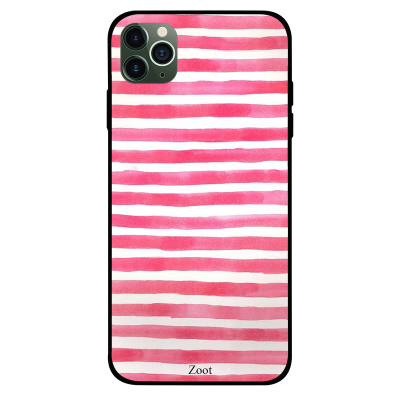 

Zoot Apple iPhone 11 Pro Max Mobile Phone Back Cover, Pink White Stripes