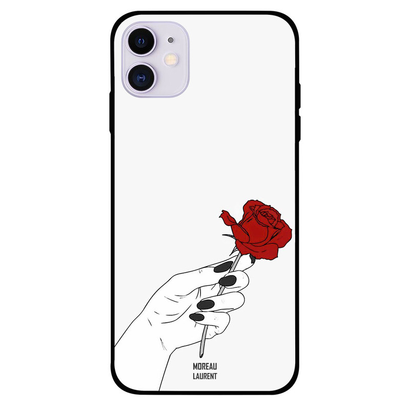 

Moreau Laurent Apple iPhone 11 Mobile Phone Back Cover, Holding Red Flower In Hand